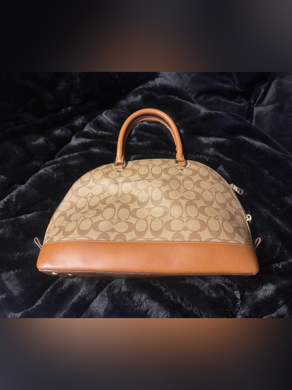Coach Brown/Tan Dome Satchel with Signature C Canvas